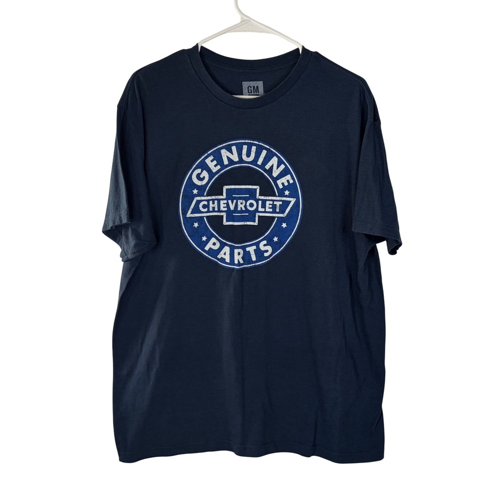 GM Chevrolet Genuine Parts Graphic T Shirt Mens XL Blue‎ Licensed Logo Tee